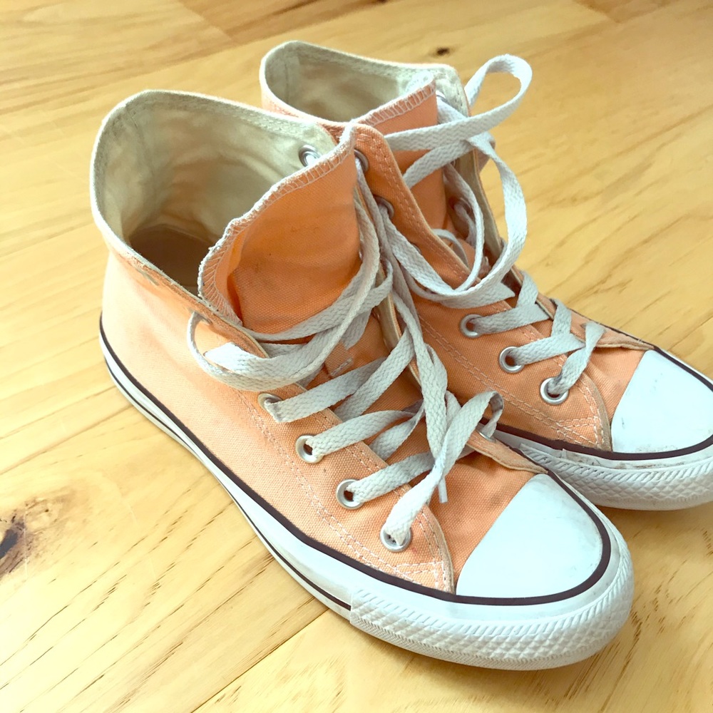 Converse peach high top sneakers